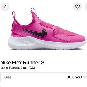 Nike Flex Runner 3 Fuchsia and Black Sneakers Size 6Y